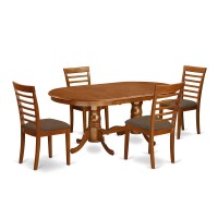 East West Furniture Plml5-Sbr-C 5 Piece Set Includes An Oval Dining Room Table With Butterfly Leaf And 4 Linen Fabric Upholstered Kitchen Chairs, 42X78 Inch