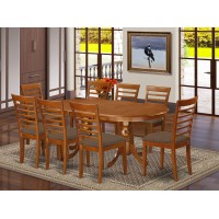 East West Furniture Plml9-Sbr-C 9 Piece Kitchen Set Includes An Oval Table With Butterfly Leaf And 8 Linen Fabric Dining Room Chairs, 42X78 Inch