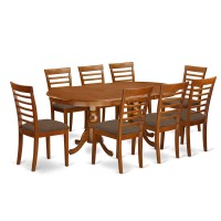 East West Furniture Plml9-Sbr-C 9 Piece Kitchen Set Includes An Oval Table With Butterfly Leaf And 8 Linen Fabric Dining Room Chairs, 42X78 Inch