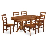 East West Furniture Plpf7-Sbr-W 7 Piece Dining Set Consist Of An Oval Dining Room Table With Butterfly Leaf And 6 Wood Seat Chairs, 42X78 Inch, Saddle Brown