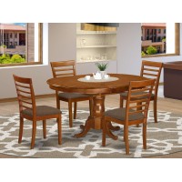 East West Furniture Poml5-Sbr-C 5 Piece Set For 4 Includes An Oval Kitchen Table With Butterfly Leaf And 4 Linen Fabric Dining Room Chairs, 42X60 Inch