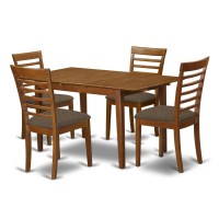 East West Furniture Picasso 5 Piece Modern Set Includes A Rectangle Wooden Table With Butterfly Leaf And 4 Linen Fabric Dining Room Chairs, 32X60 Inch, Saddle Brown
