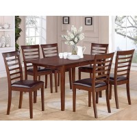 East West Furniture Psml7-Mah-Lc 7 Piece Dinette Set Consist Of A Rectangle Room Table With Butterfly Leaf And 6 Faux Leather Upholstered Dining Chairs, 32X60 Inch