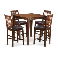 East West Furniture Vern5-Mah-Lc 5 Piece Kitchen Counter Set Includes A Square Dining Room Table And 4 Faux Leather Upholstered Dining Chairs, 36X36 Inch, Mahogany