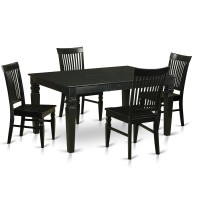 East West Furniture West5-Blk-W Weston 5 Piece Dining Set For 4 Includes A Rectangle Kitchen Table With Butterfly Leaf And 4 Dinette Chairs, 42X60 Inch, Black & Cherry
