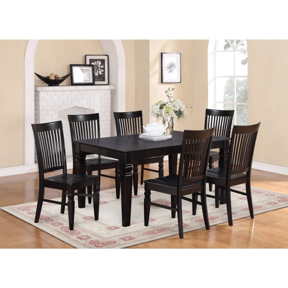East West Furniture West7-Blk-W Weston 7 Piece Room Set Consist Of A Rectangle Kitchen Table With Butterfly Leaf And 6 Dining Chairs, 42X60 Inch, Black & Cherry