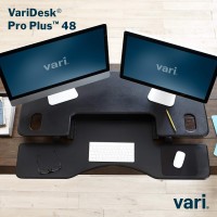 Vari - Varidesk Pro Plus 48 - Two-Tier Standing Desk Converter For Dual Monitors - Sit To Stand Desk For Office With 11 Height Settings, Spring-Assisted Lift, Dual Handles - Fully Assembled, Black