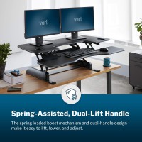 Vari - Varidesk Pro Plus 48 - Two-Tier Standing Desk Converter For Dual Monitors - Sit To Stand Desk For Office With 11 Height Settings, Spring-Assisted Lift, Dual Handles - Fully Assembled, Black