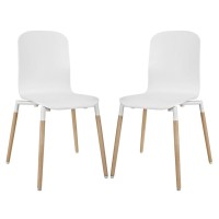 Stack Dining Chairs Wood Set of 2