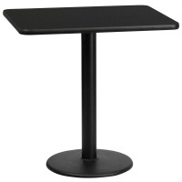 24'' x 30'' Rectangular Black Laminate Table Top with 18'' Round Table Height Base