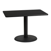 30'' X 42'' Rectangular Black Table Top With 24'' Round Table Height Base