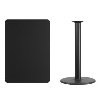 30'' x 42'' Rectangular Black Table Top with 24'' Round Bar Height Table Base
