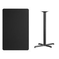 30'' x 48'' Rectangular Black Laminate Table Top with 23.5'' x 29.5'' Bar Height Table Base