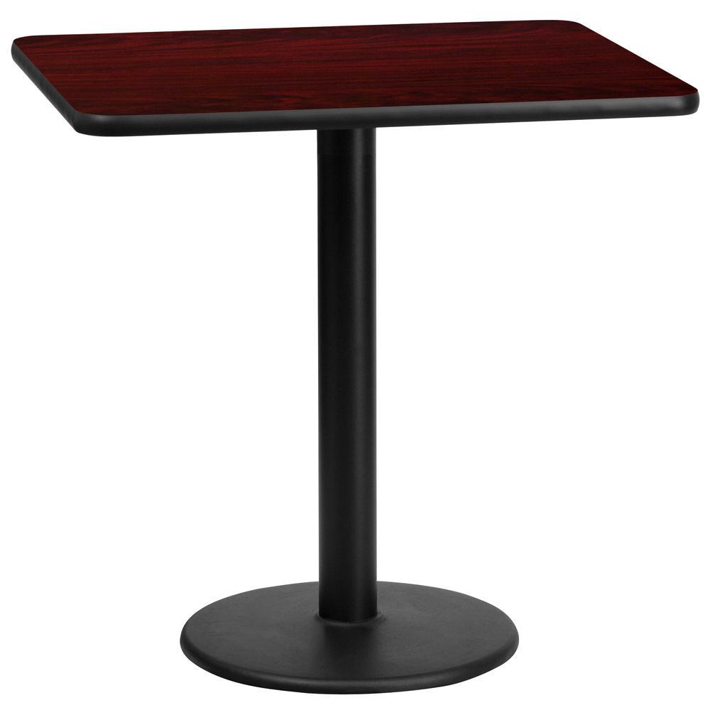 24'' x 30'' Rectangular Mahogany Table Top with 18'' Round Table Height Base