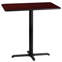 24'' x 42'' Rectangular Mahogany Laminate Table Top with 23.5'' x 29.5'' Bar Height Table Base