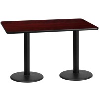 30'' X 60'' Rectangular Mahogany Table Top With 18'' Round Table Height Bases