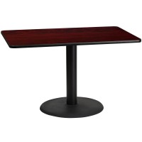 30'' x 48'' Rectangular Mahogany Table Top with 24'' Round Table Height Base