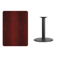 Flash Furniture 30'' X 42'' Rectangular Natural Laminate Table Top With 24'' Round Table Height Base