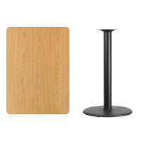 Flash Furniture 30'' X 42'' Rectangular Natural Laminate Table Top With 24'' Round Bar Height Table Base