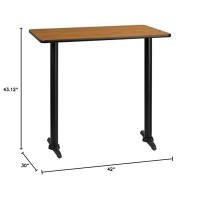 Flash Furniture Stiles 30'' X 42'' Rectangular Natural Laminate Table Top With 5'' X 22'' Bar Height Table Bases