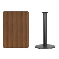 Flash Furniture 30'' X 42'' Rectangular Walnut Laminate Table Top With 24'' Round Bar Height Table Base