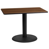 24'' x 42'' Rectangular Walnut Table Top with 24'' Round Table Height Base