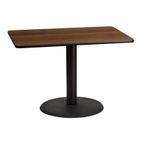 Flash Furniture 30'' X 42'' Rectangular Walnut Laminate Table Top With 24'' Round Table Height Base