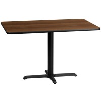 30'' X 48'' Rectangular Walnut Laminate Table Top With 23.5'' X 29.5'' Table Height Base