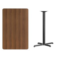 30'' x 48'' Rectangular Walnut Laminate Table Top with 23.5'' x 29.5'' Bar Height Table Base