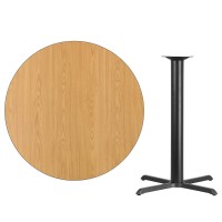 Flash Furniture Stiles 42'' Round Natural Laminate Table Top With 33'' X 33'' Bar Height Table Base