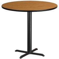 Flash Furniture Stiles 42'' Round Natural Laminate Table Top With 33'' X 33'' Bar Height Table Base