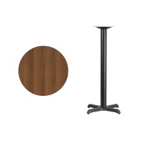 Flash Furniture Stiles 24'' Round Walnut Laminate Table Top With 22'' X 22'' Bar Height Table Base