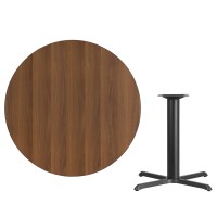 Flash Furniture 42'' Round Walnut Laminate Table Top With 33'' X 33'' Table Height Base