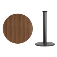 36'' Round Walnut Laminate Table Top With 24'' Round Bar Height Table Base