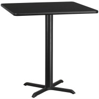 Flash Furniture 42'' Square Black Laminate Table Top With 33'' X 33'' Table Height Base