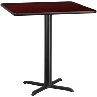 Flash Furniture 42'' Square Mahogany Laminate Table Top With 33'' X 33'' Bar Height Table Base