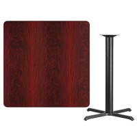 Flash Furniture 42'' Square Mahogany Laminate Table Top With 33'' X 33'' Bar Height Table Base