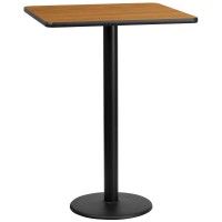 30 Square Natural Laminate Table Top with 18 Round Bar Height Table Base