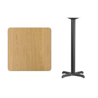 Flash Furniture Stiles 30'' Square Natural Laminate Table Top With 22'' X 22'' Bar Height Table Base