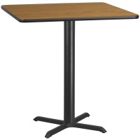 Flash Furniture 42'' Square Natural Laminate Table Top With 33'' X 33'' Bar Height Table Base
