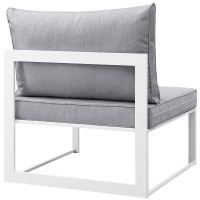 Modway Fortuna Aluminum Outdoor Patio Armless Chair In White Gray