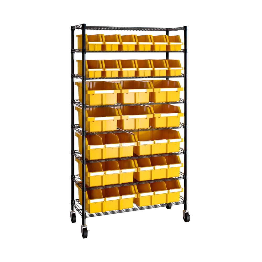 Seville Classics Commerical Grade Nsfcertified Bin Rack Storage Steel Wire Shelving System 24 Bins Yellow