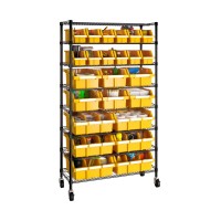 Seville Classics Commerical Grade Nsfcertified Bin Rack Storage Steel Wire Shelving System 24 Bins Yellow