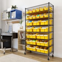 Seville Classics Commerical Grade Nsfcertified Bin Rack Storage Steel Wire Shelving System 24 Bins Yellow