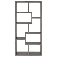 Geometric bookcase with a seemingly random pattern of boxes creates an attention-grabbing display for your favorite keepsakes and booksTen (10) shelves provide ample display spaceMDF, particle board, and laminate constructionAlso available in cappuccino, 