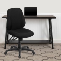 Flash Furniture Wade Mid-Back Black Fabric Multifunction Swivel Ergonomic Task Office Chair