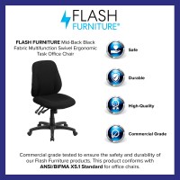 Flash Furniture Wade Mid-Back Black Fabric Multifunction Swivel Ergonomic Task Office Chair