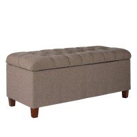 Homepop Home Decor | Tufted Ainsley Button Storage Ottoman Bench with Hinged Lid | Ottoman Bench with Storage for Living Room & Bedroom, Brown 18x40x18 inches