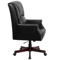 Flash Furniture Hansel High Back Pillow Back Black Leathersoft Executive Swivel Office Chair With Arms