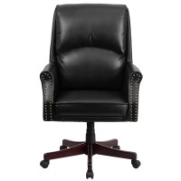 Flash Furniture Hansel High Back Pillow Back Black Leathersoft Executive Swivel Office Chair With Arms